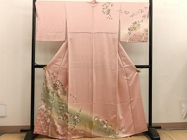 平和屋着物■訪問着 地紙重ね花文 暈し染め 金彩 正絹 逸品 BAAW6614mz