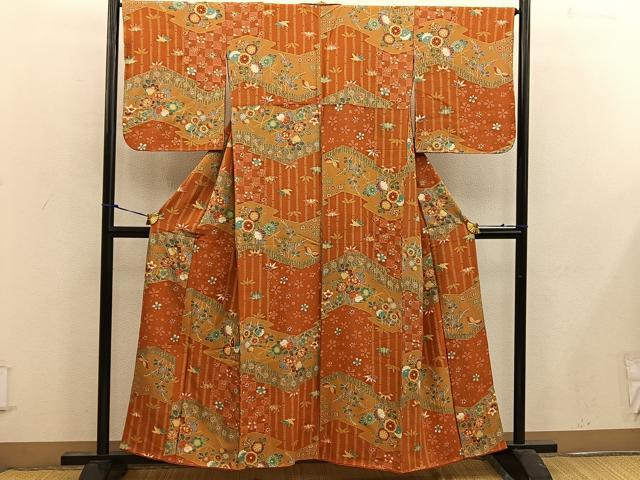 平和屋着物■上質な小紋 草花文 金彩 正絹 逸品 BAAW6657mz