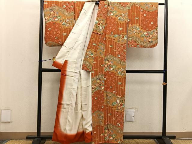 平和屋着物■上質な小紋 草花文 金彩 正絹 逸品 BAAW6657mz