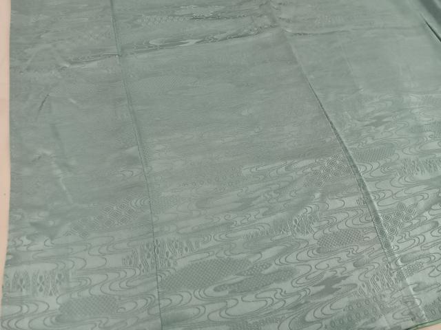 平和屋着物■上質な色無地 流水地紋 薄青色 正絹 逸品 BAAW6658mz