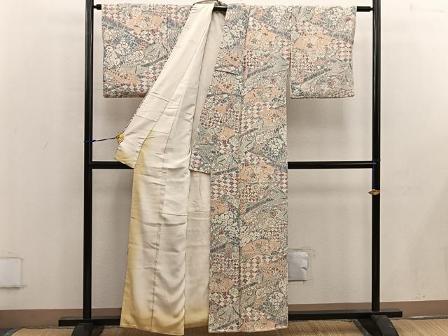 平和屋着物■上質な小紋 辻が花 鬼しぼ縮緬 正絹 逸品 BAAW6661mz