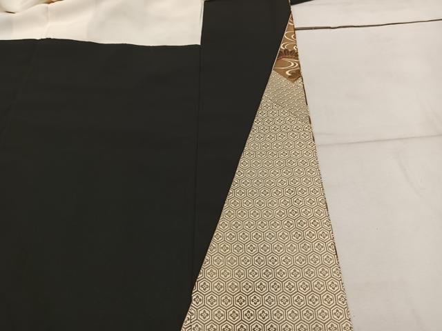 平和屋着物■豪華黒留袖 駒刺繍 地紙重ね青海波花文 金彩 正絹 逸品 BAAW6678mz