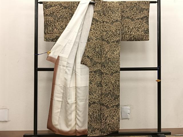 平和屋着物■上質な小紋 風景花文 正絹 逸品 BAAW6679mz