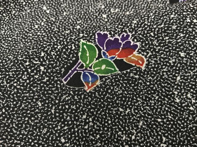 平和屋着物■上質な小紋 草花文 黒地 正絹 逸品 BAAW6683mz