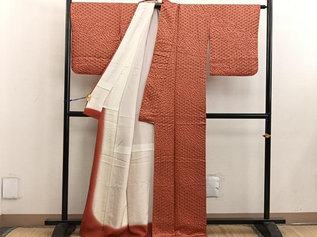 平和屋着物■上質な小紋 絞り 麻の葉文様 正絹 逸品 BAAW6697mz