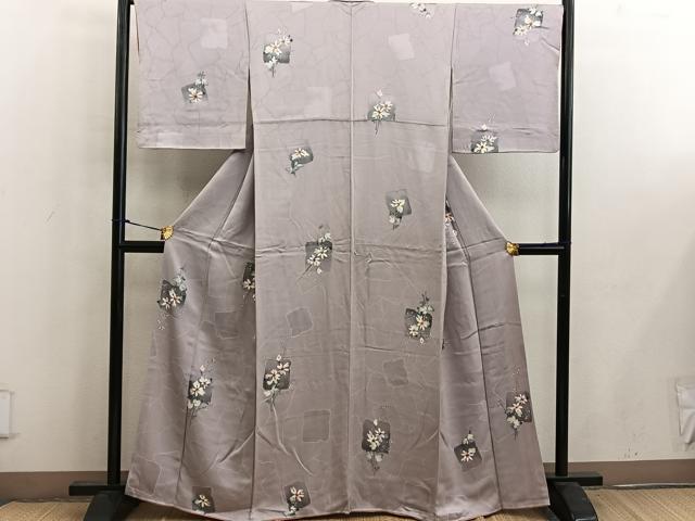 平和屋着物■上質な小紋 破れ色紙花文 地紋起こし 正絹 逸品 BAAW6698mz