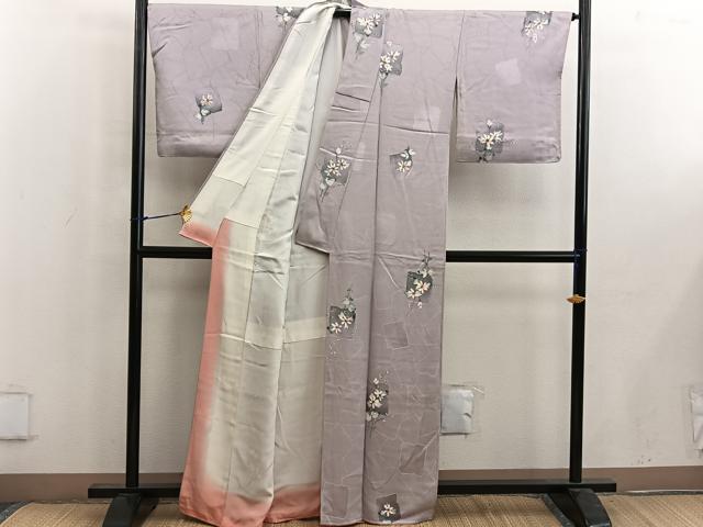 平和屋着物■上質な小紋 破れ色紙花文 地紋起こし 正絹 逸品 BAAW6698mz