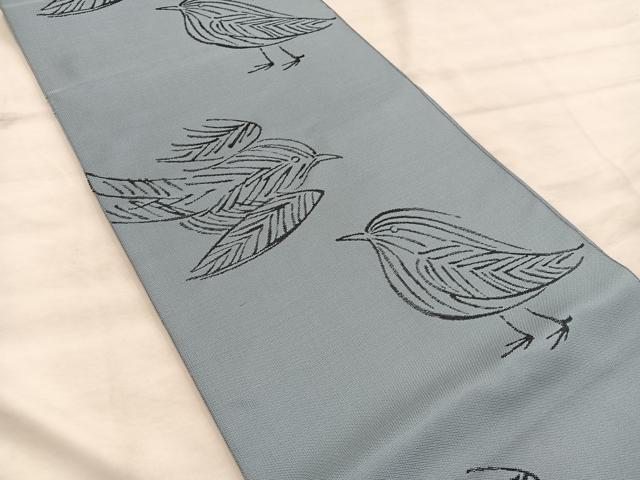 平和屋着物●全通柄 本袋帯 すずめ 正絹 逸品 未使用 BAAW6733mz
