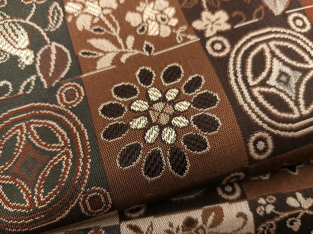 平和屋着物●両面 全通柄袋帯 花鳥丸文 正絹 逸品 BAAW6741mz