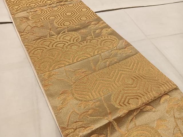 平和屋着物◎六通柄袋帯 亀甲枝松文 金糸 正絹 逸品 BAAW6777mz