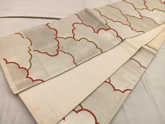 平和屋着物◎六通柄袋帯 雲重ね文 正絹 逸品 BAAW6812mz