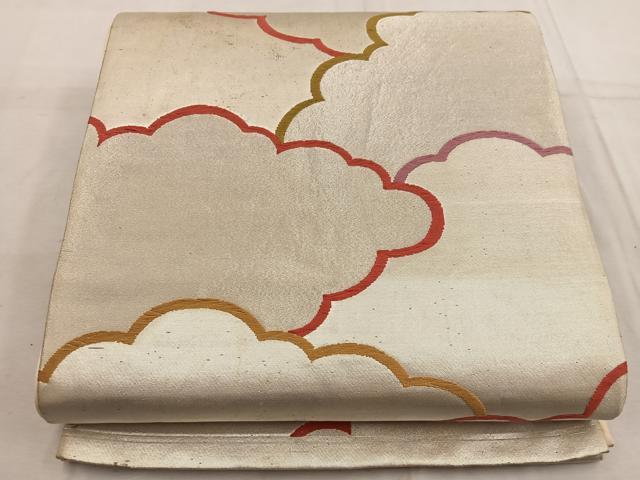 平和屋着物◎六通柄袋帯 雲重ね文 正絹 逸品 BAAW6812mz