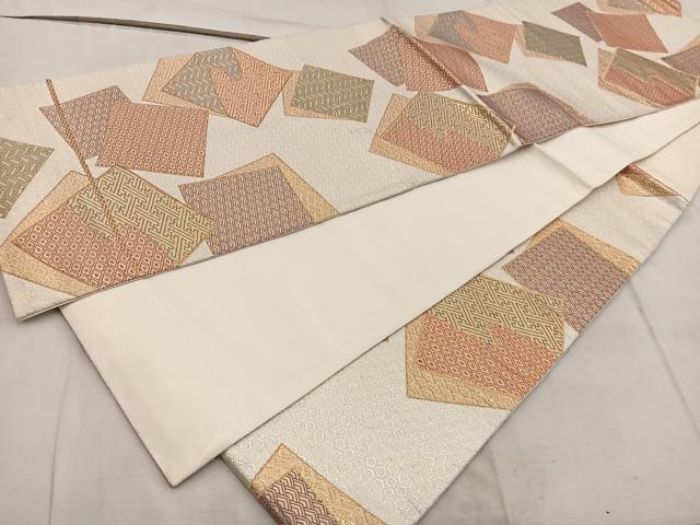 平和屋着物◎六通柄袋帯 佐賀錦二重箔 色紙重ね吉祥文 正絹 逸品 BAAW6841mz