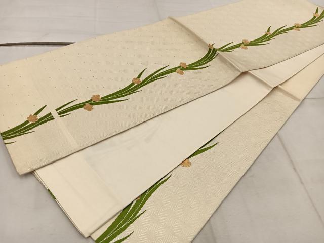 平和屋着物◎六通柄袋帯 草花文 金銀糸 正絹 逸品 BAAW6853mz