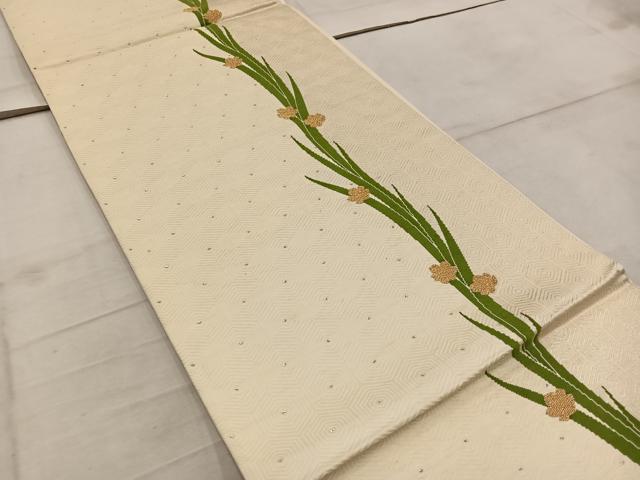 平和屋着物◎六通柄袋帯 草花文 金銀糸 正絹 逸品 BAAW6853mz
