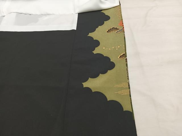 平和屋着物■豪華黒留袖 駒刺繍 地紙重ね鼓飛鶴花文 金彩 正絹 逸品 BAAW6861mz