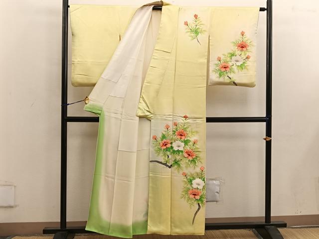 平和屋着物■訪問着 手描き 枝花文 正絹 逸品 BAAW6869mz
