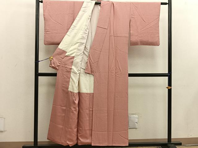 平和屋着物■上質な色無地 珊瑚色 正絹 逸品 BAAW6870mz