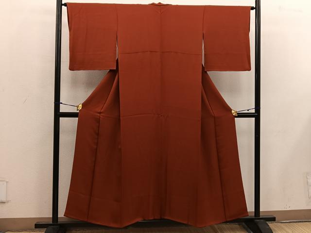 平和屋着物■上質な色無地 菊地紋 栗梅色 正絹 逸品 BAAW6883mz