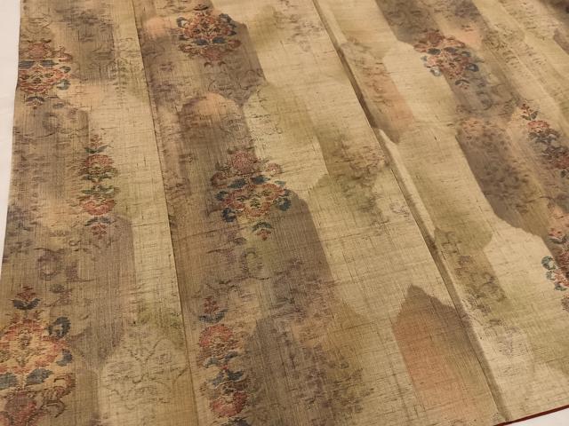 平和屋着物■上質な紬 更紗花文 正絹 逸品 BAAW6891mz