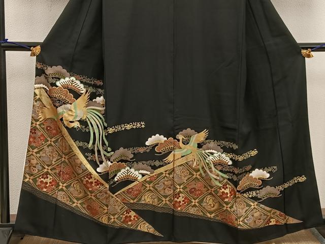 平和屋着物■豪華黒留袖 鳳凰花文 金彩 正絹 逸品 BAAW6893mz