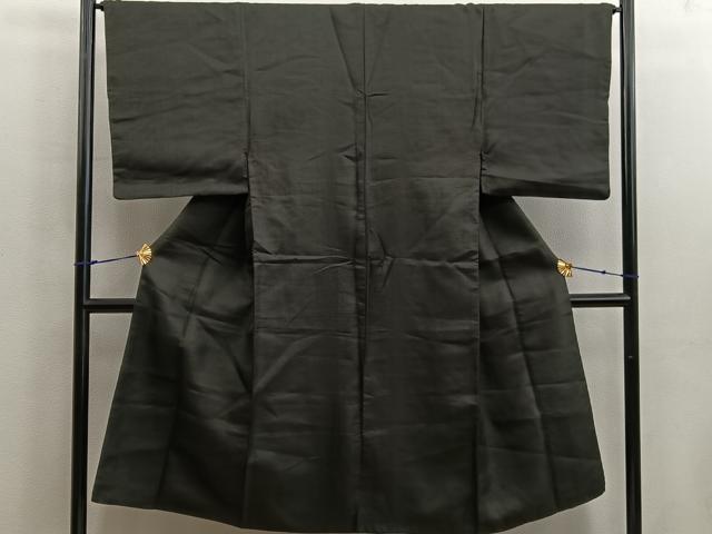 平和屋着物■男性 紬 網代織 黒緑色 正絹 逸品 BAAW6906mz