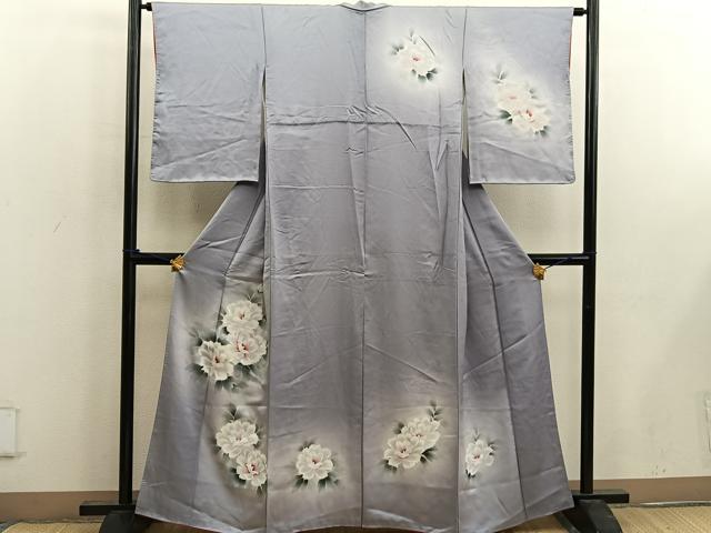 平和屋着物■訪問着 手描き 牡丹文 暈し染め 正絹 逸品 BAAW6909mz
