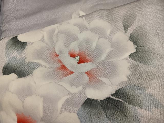 平和屋着物■訪問着 手描き 牡丹文 暈し染め 正絹 逸品 BAAW6909mz