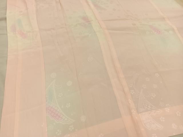 平和屋着物■長襦袢 無双仕立て 舞桜文 暈し染め 正絹 逸品 BAAW6918mz