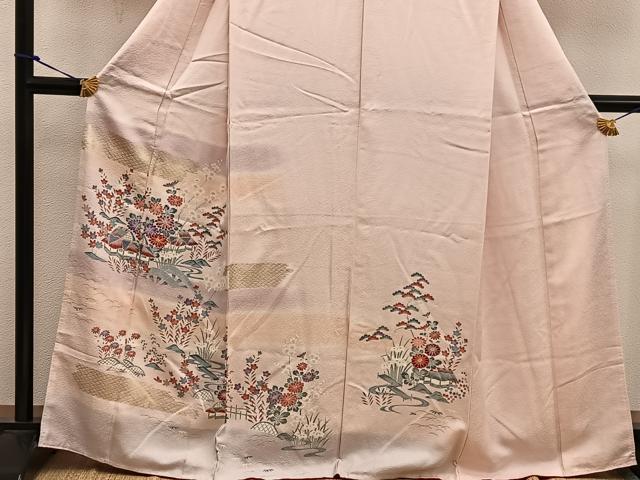 平和屋着物■訪問着 風景花文 金彩 正絹 逸品 BAAW6927mz