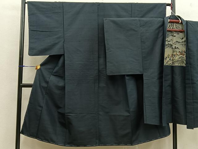 平和屋着物■男性 紬 アンサンブル 千歳茶色 正絹 逸品 BAAW6930mz