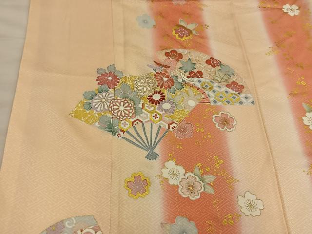 平和屋着物■訪問着 扇面亀甲花文 暈し染め 金彩 正絹 逸品 BAAW6933mz