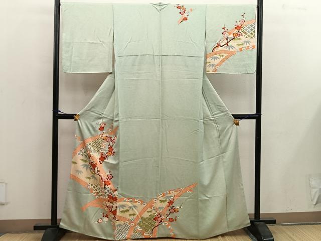 平和屋着物■訪問着 枝梅亀甲文 金彩 正絹 逸品 BAAW6935mz