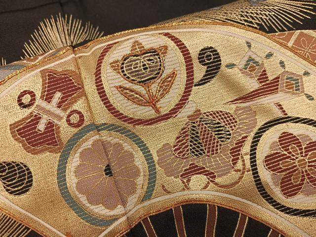 平和屋着物■豪華黒留袖 駒刺繍 扇面宝尽くし花文 金銀彩 正絹 逸品 BAAW6939mz