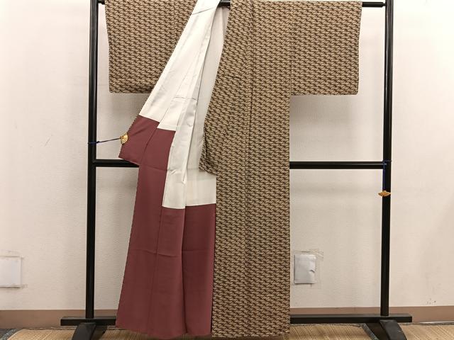 平和屋着物■上質な小紋 幾何学文様 正絹 逸品 BAAW6943mz