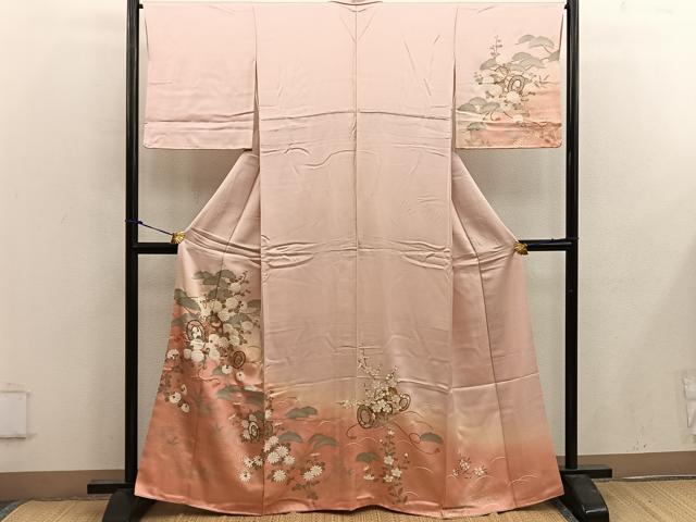 平和屋着物■訪問着 鼓花文 暈し染め 金彩 鈴乃屋扱い 正絹 逸品 BAAW6944mz