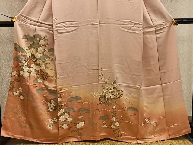 平和屋着物■訪問着 鼓花文 暈し染め 金彩 鈴乃屋扱い 正絹 逸品 BAAW6944mz
