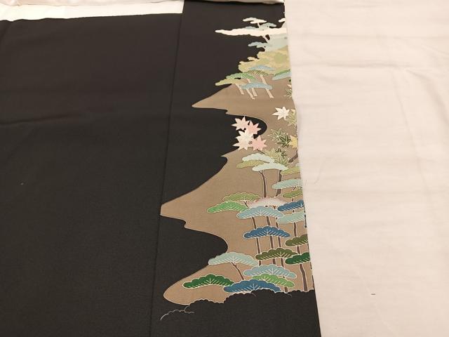 平和屋着物■豪華黒留袖 友禅 風景花文 伊勢丹扱い 正絹 逸品 BAAW6946mz
