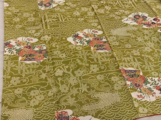平和屋着物■上質な小紋 型染め 菊花文 正絹 逸品 BAAW6950mz
