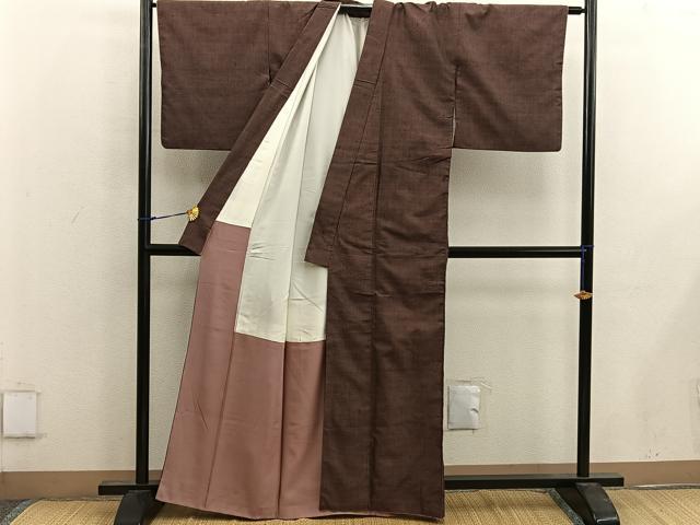 平和屋着物■上質な紬 焦茶色 正絹 逸品 BAAW6966mz