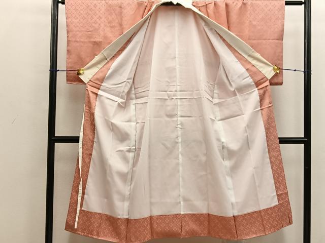 平和屋着物■長襦袢 袷 蜀江花地紋 黄丹色 正絹 逸品 BAAW6976mz