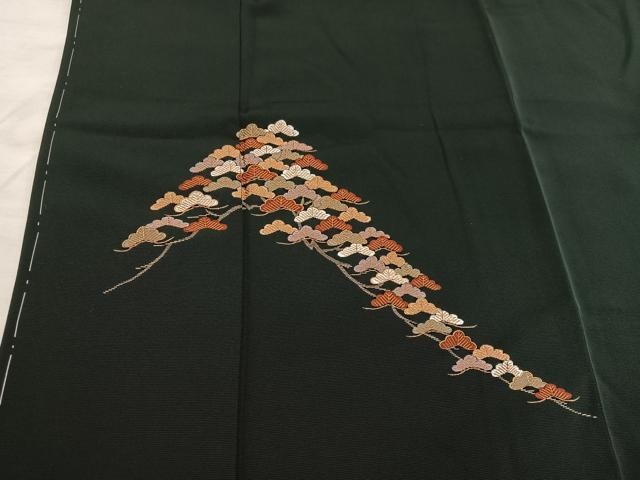 平和屋着物■色留訪問着 総刺繍 駒刺繍 松 金糸 正絹 逸品 BAAW6979mz