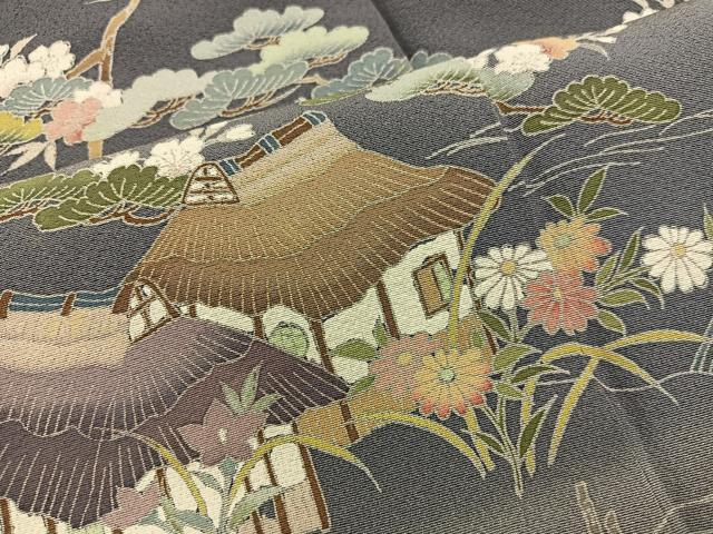 平和屋着物■訪問着 作家物 風景花文 正絹 逸品 BAAW6982mz
