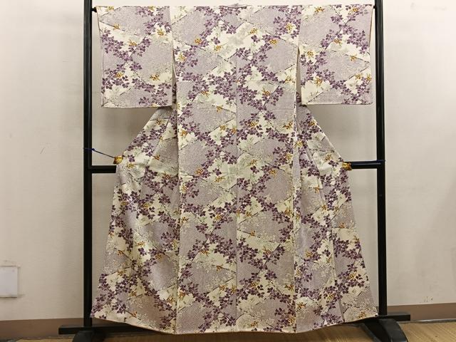 平和屋着物■上質な小紋 草花文 正絹 逸品 BAAW6993mz