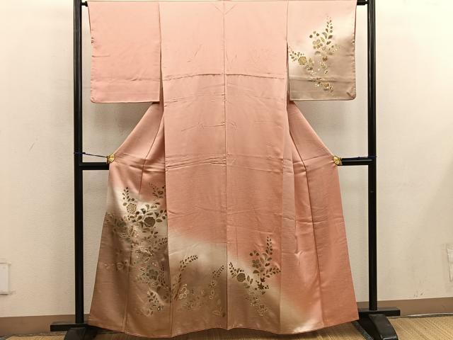 平和屋着物■訪問着 草花文 暈し染め 金彩 正絹 逸品 BAAW6996mz