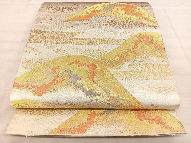 平和屋着物◎六通柄袋帯 流水取遠山 金銀糸 正絹 逸品 BAAW7015qw