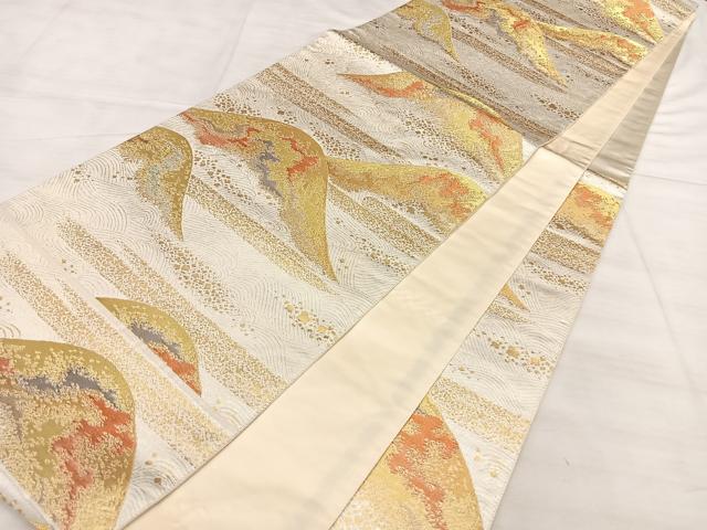 平和屋着物◎六通柄袋帯 流水取遠山 金銀糸 正絹 逸品 BAAW7015qw