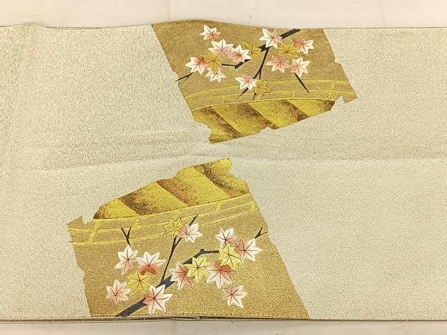 平和屋着物◎太鼓柄袋帯 作家物 綴れ 作家物 破れ色紙風景文 金銀彩 正絹 逸品 BAAW7033qw