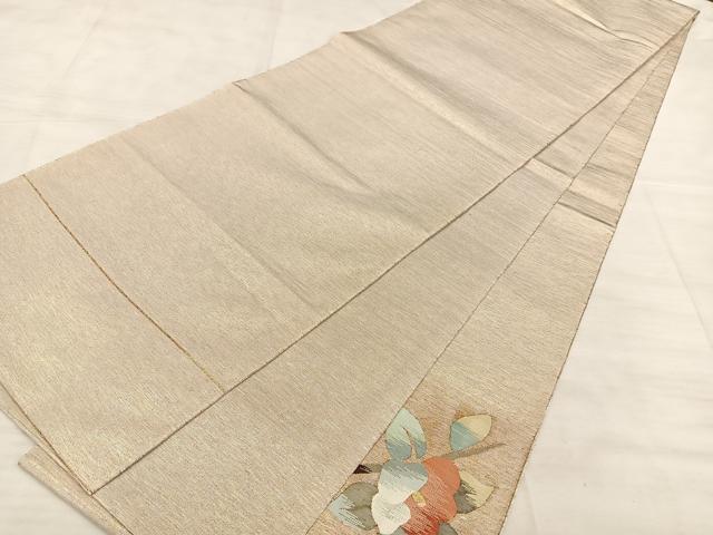 平和屋着物●太鼓柄袋帯 すくい織 枝椿 金糸 正絹 逸品 BAAW7041qw