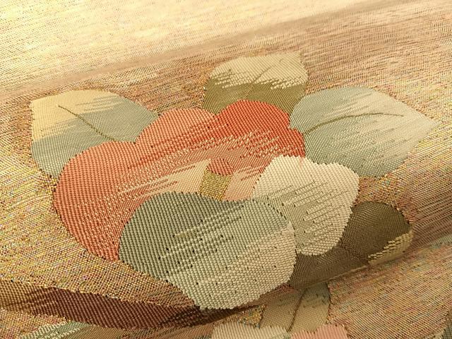 平和屋着物●太鼓柄袋帯 すくい織 枝椿 金糸 正絹 逸品 BAAW7041qw